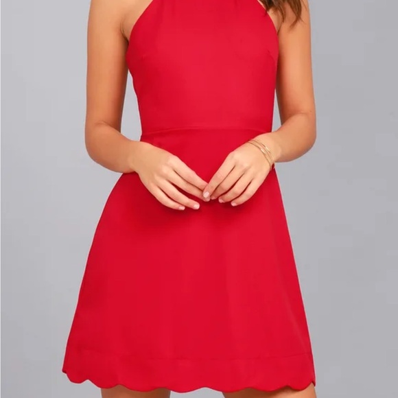 Lulu’’s Mamacita Halter Skater Mini Dress Red Size Small - Picture 11 of 13